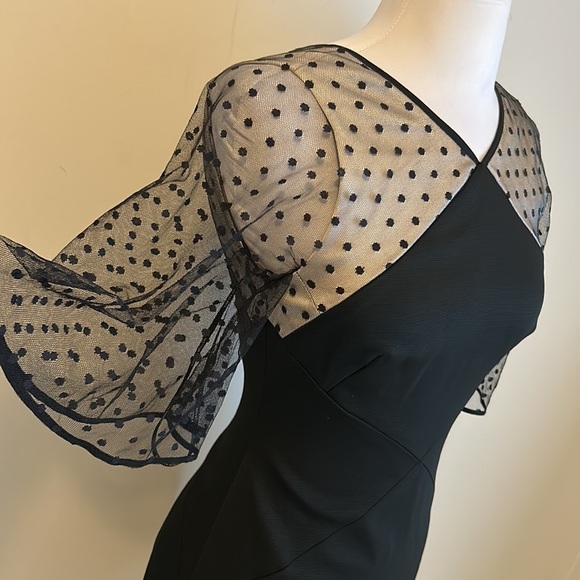 Karen Millen Black Mesh Swiss Dot Sleeve Dress - Picture 7 of 10